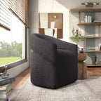 Fauteuil pivotant rond moderne en tissu bouclette Stormherald avec dossier ouvert, disponible 24 h/24 et 7 j/7 chez Shop At Home