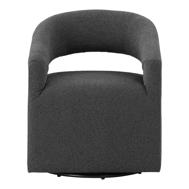 Fauteuil pivotant rond moderne en tissu bouclette Stormherald avec dossier ouvert, disponible 24 h/24 et 7 j/7 chez Shop At Home