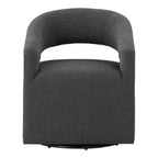 Fauteuil pivotant rond moderne en tissu bouclette Stormherald avec dossier ouvert, disponible 24 h/24 et 7 j/7 chez Shop At Home