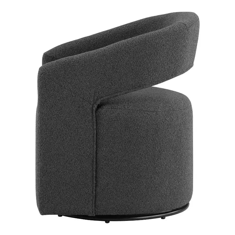 Fauteuil pivotant rond moderne en tissu bouclette Stormherald avec dossier ouvert, disponible 24 h/24 et 7 j/7 chez Shop At Home