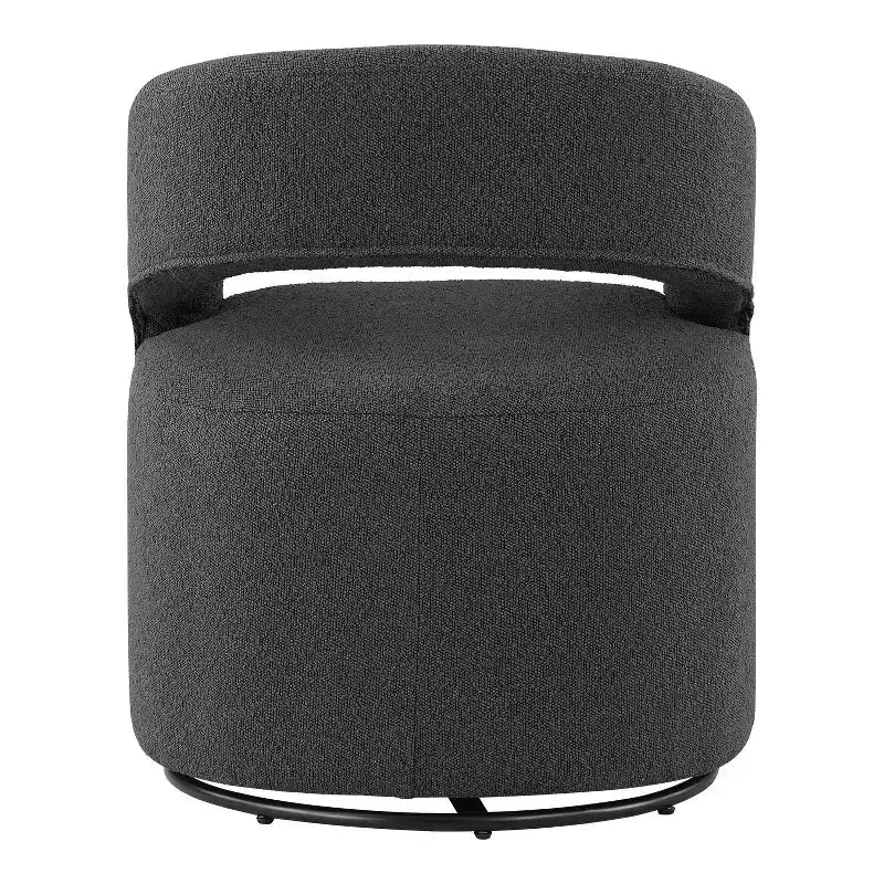 Fauteuil pivotant rond moderne en tissu bouclette Stormherald avec dossier ouvert, disponible 24 h/24 et 7 j/7 chez Shop At Home