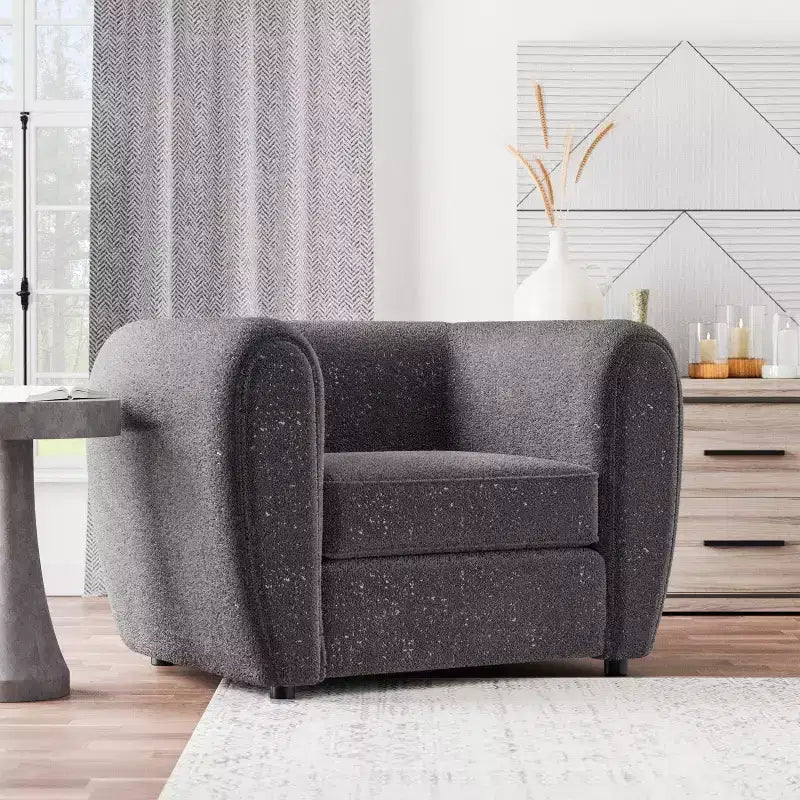 HOMES: Intérieur et Extérieur Fauteuil d'appoint profond Sunhaven Contemporary en tissu bouclé