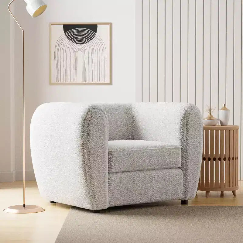 HOMES: Intérieur et Extérieur Fauteuil d'appoint profond Sunhaven Contemporary en tissu bouclé