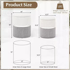 Costway Lot de 2 poufs de rangement ronds modernes en tissu de lin pour chambre à coucher