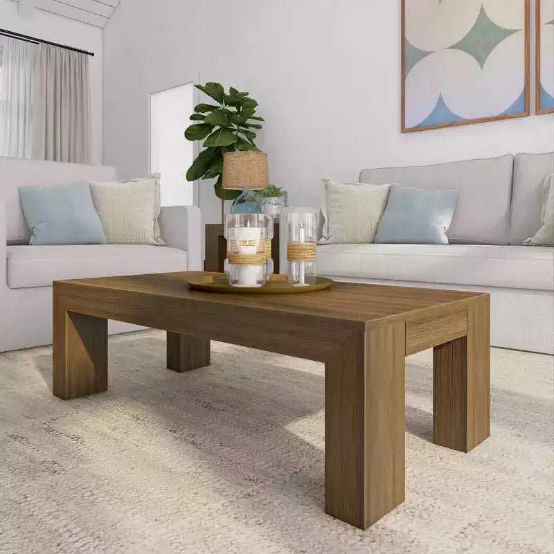 Table basse rectangulaire moderne 48 po Plank+Beam en bois massif, table basse pour salon