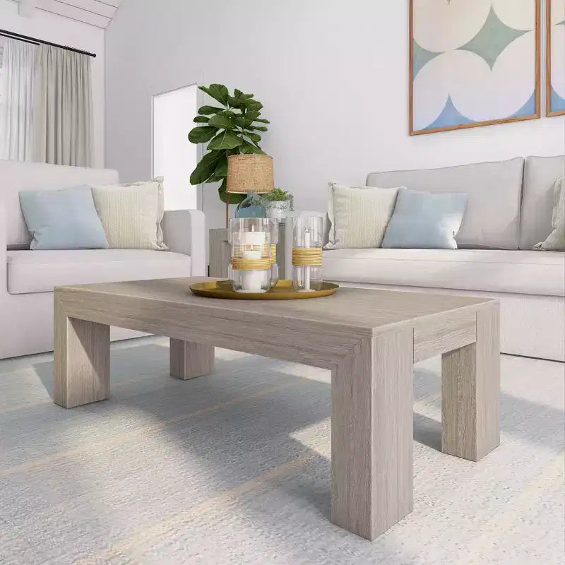 Table basse rectangulaire moderne 48 po Plank+Beam en bois massif, table basse pour salon