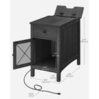Table d'appoint VASAGLE avec rangement, table de chevet avec ports USB et prises, station de charge, tiroir, armoire de rangement, porte-revues