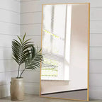 Miroir mural décoratif rectangulaire Dovelina à cadre métallique moderne