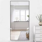 Miroir mural décoratif rectangulaire Dovelina à cadre métallique moderne