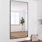 Miroir mural décoratif rectangulaire Dovelina à cadre métallique moderne