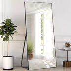 Miroir mural décoratif rectangulaire Dovelina à cadre métallique moderne