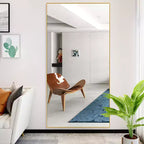Miroir mural décoratif rectangulaire Dovelina à cadre métallique moderne