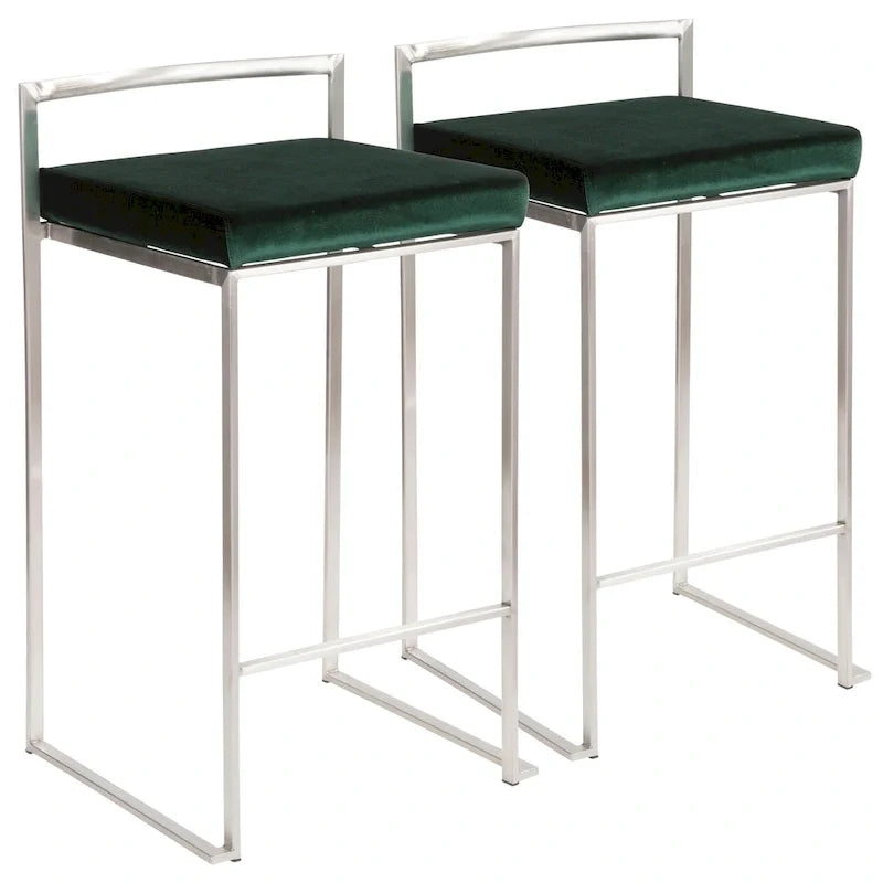 Tabouret de comptoir Silver Orchid Forrest en acier inoxydable empilable et entièrement soudé (lot de 2)