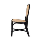 Chaise de salle à manger bicolore moderne mi-siècle en rotin noir et marron naturel bali & pari Ayana