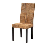Chaise de salle à manger bohème moderne bali & pari Laymi en bois d'acajou brun foncé et jonc de mer