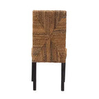 Chaise de salle à manger bohème moderne bali & pari Laymi en bois d'acajou brun foncé et jonc de mer