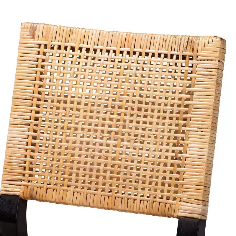 Chaise de salle à manger en rotin naturel brun et bois d'acajou brun expresso Lesia Modern Bohemian bali & pari