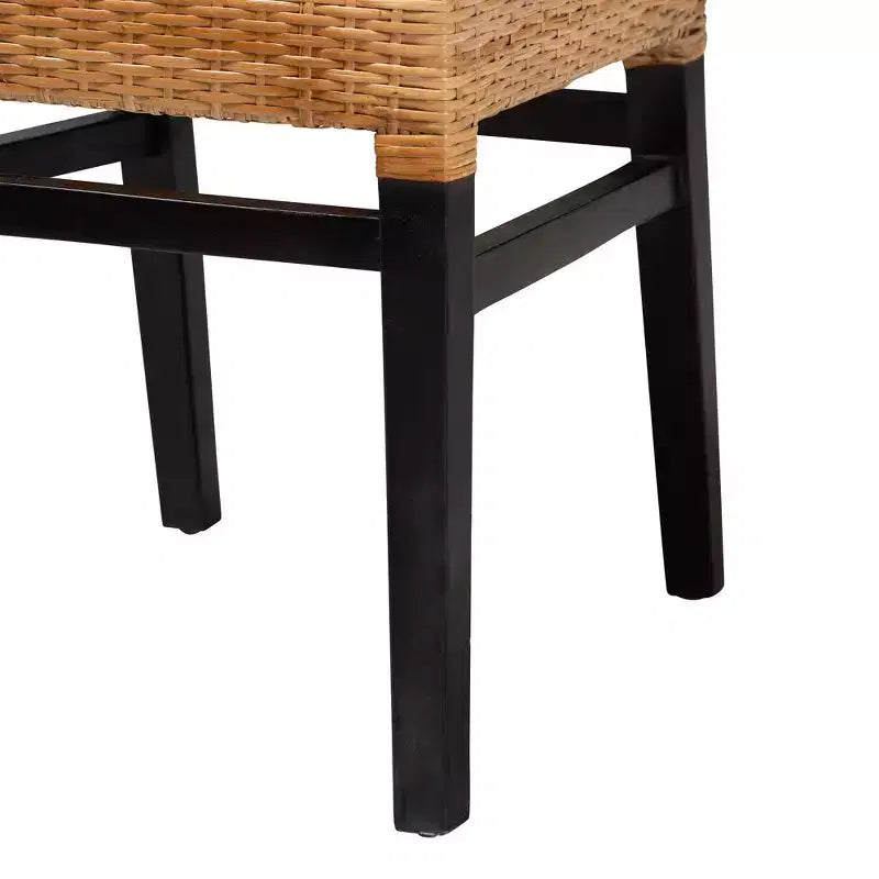 Chaise de salle à manger en rotin naturel brun et bois d'acajou brun expresso Lesia Modern Bohemian bali & pari
