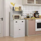 Meuble de cuisine HOMCOM avec tiroir, placard à double porte et étagère réglable, buffet avec armoire haute et trou pour câbles, blanc