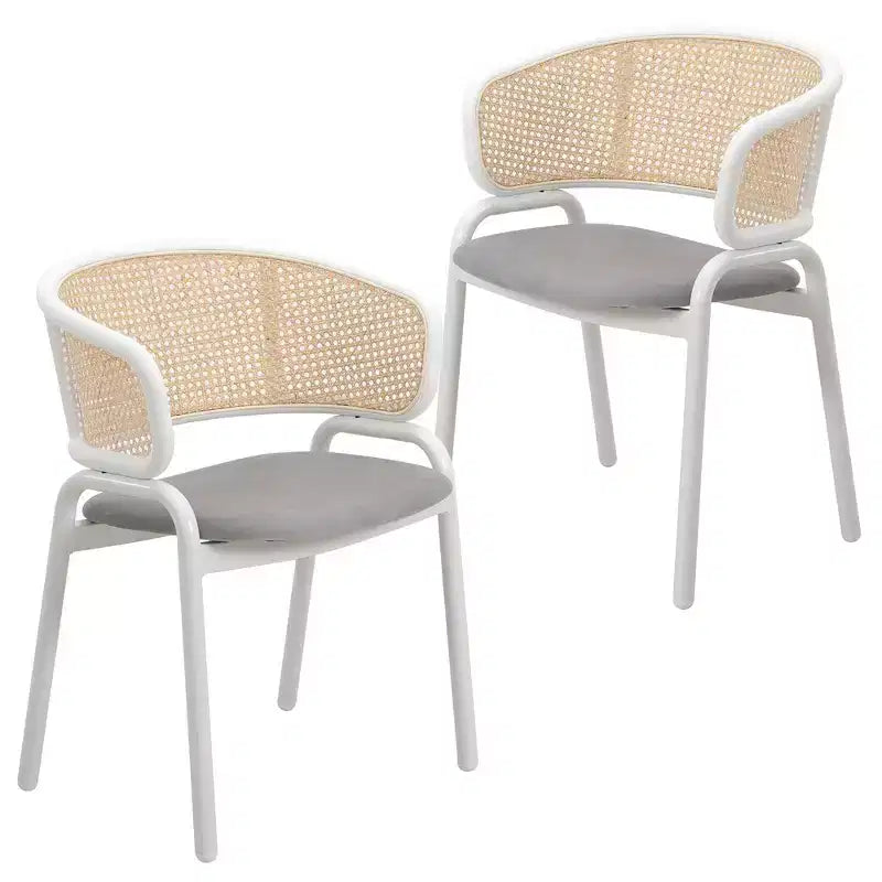 LeisureMod Ervilla Lot de 2 chaises de salle à manger modernes avec cadre blanc, design confortable et durable pour cuisine, salle à manger, bureau, salon, café ou bureau.