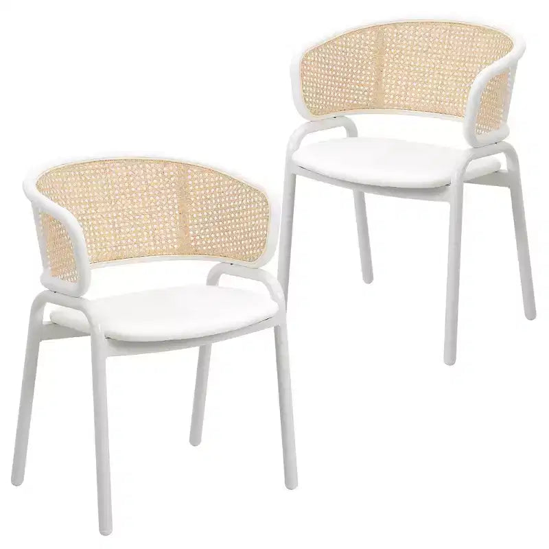 LeisureMod Ervilla Lot de 2 chaises de salle à manger modernes avec cadre blanc, design confortable et durable pour cuisine, salle à manger, bureau, salon, café ou bureau.