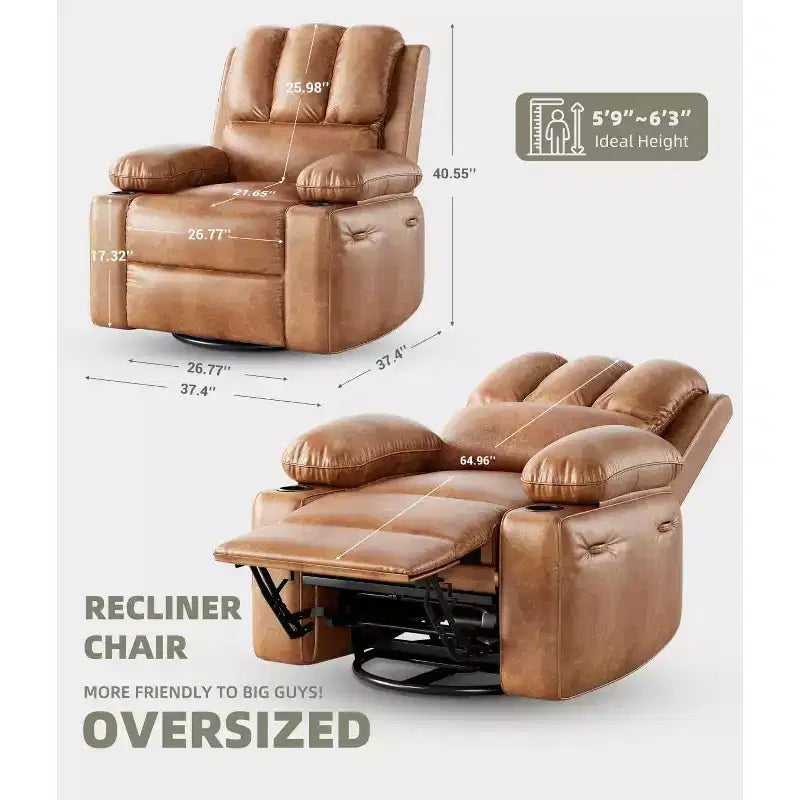 Fauteuil inclinable manuel, canapé inclinable en cuir PU, fauteuil moderne et confortable pour chambre ou salon, fauteuil inclinable en cuir pour adultes
