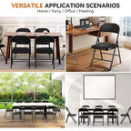 Chaise pliante SUGIFT, lot de 4, en métal rembourré noir, pour l'extérieur et l'intérieur