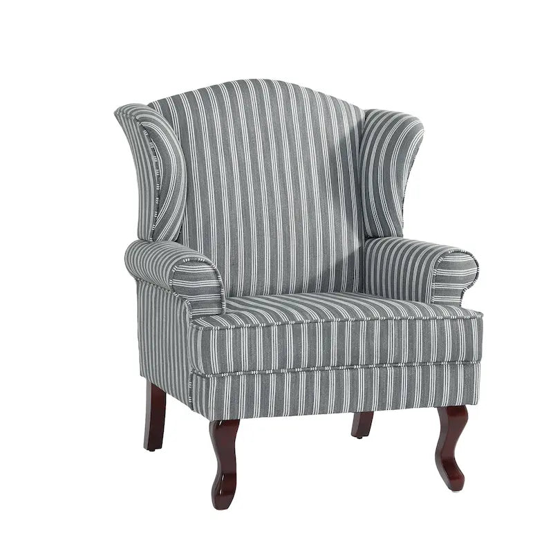2 fauteuils d'appoint à dossier haut traditionnels, revêtus de tissu
