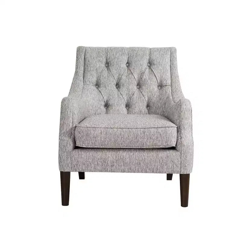 Okak Fauteuil d'appoint contemporain avec boutons capitonnés, coussin rembourré et pieds en bois, pour salon, chambre ou coin lecture