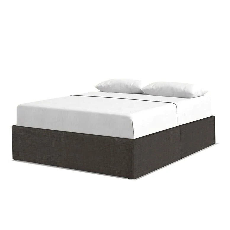 Lit plateforme capitonné gris/ivoire avec 2 tiroirs de rangement, King/Queen
