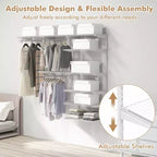 Kit organisateur de placard Costway personnalisé 1,2 à 1,8 m Système de placard mural avec tringle Blanc/Gris