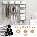 Kit organisateur de placard Costway personnalisé 1,2 à 1,8 m Système de placard mural avec tringle Blanc/Gris