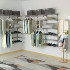 Kit organisateur de placard Costway personnalisé 1,2 à 1,8 m Système de placard mural avec tringle Blanc/Gris