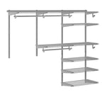 Kit organisateur de placard Costway personnalisé 1,2 à 1,8 m Système de placard mural avec tringle Blanc/Gris