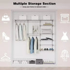 Kit organisateur de placard Costway personnalisé 1,2 à 1,8 m Système de placard mural avec tringle Blanc/Gris