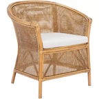 Fauteuil d'appoint Jessica en rotin avec coussin - ACH6519A - Blanc/Brun Miel Lavé - Safavieh