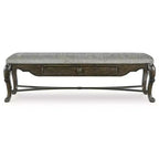 Banc de salle à manger Maylee 63 de Signature Design by Ashley, brun foncé avec tiroir de rangement et siège coussiné