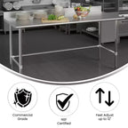 Table de préparation et de travail de cuisine Flash Furniture Reese en acier inoxydable 430 de calibre 18, de qualité commerciale, certifiée NSF, avec base ouverte et dosseret de 4 po