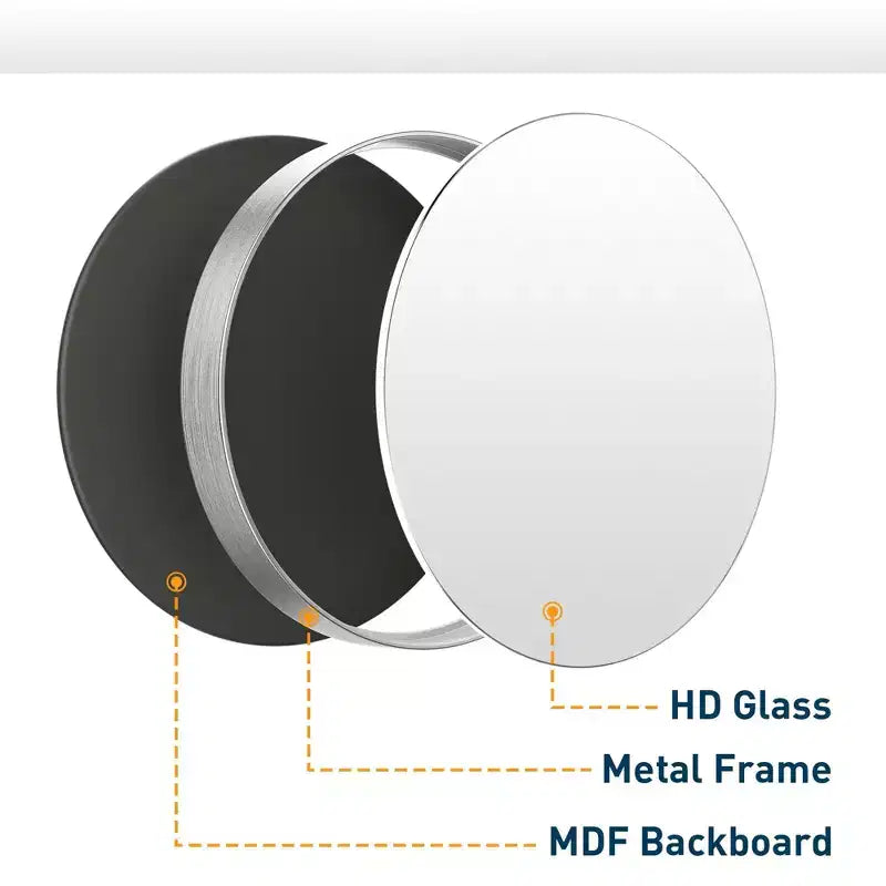 Keonjinn Miroir de salle de bain rond à LED avec cadre en métal, rétroéclairé, 3 températures de couleur, intensité variable, anti-buée