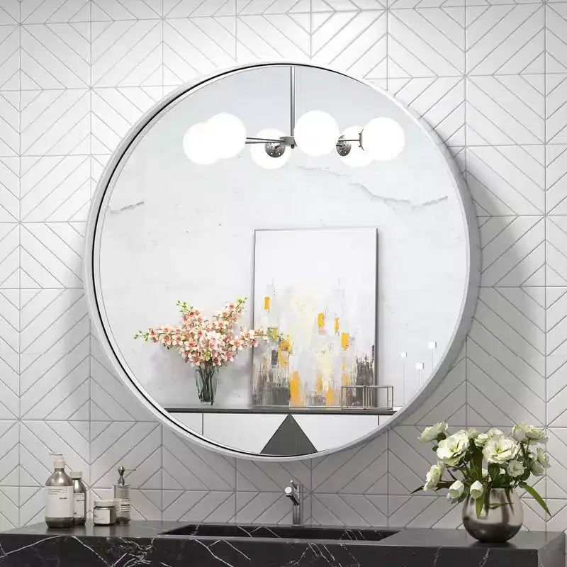 Keonjinn Miroir de salle de bain rond à LED avec cadre en métal, rétroéclairé, 3 températures de couleur, intensité variable, anti-buée