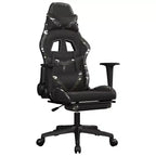vidaXL Gaming Chair with Footrest, Black and Camouflage, Faux Leather