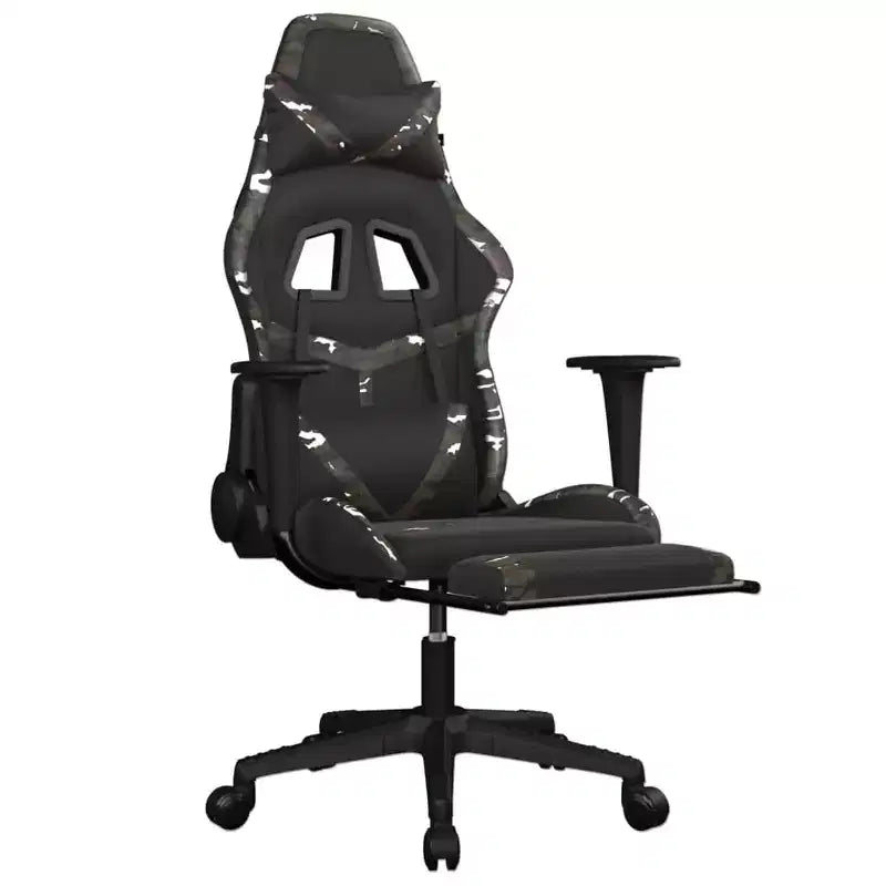 vidaXL Chaise de jeu avec repose-pieds, noir et camouflage, similicuir