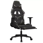 vidaXL Chaise de jeu avec repose-pieds, noir et camouflage, similicuir