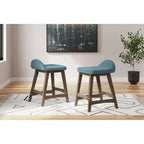 Tabouret de bar rembourré avec coussin en mousse Lyncott de Signature Design by Ashley, hauteur comptoir, lot de 2, bleu