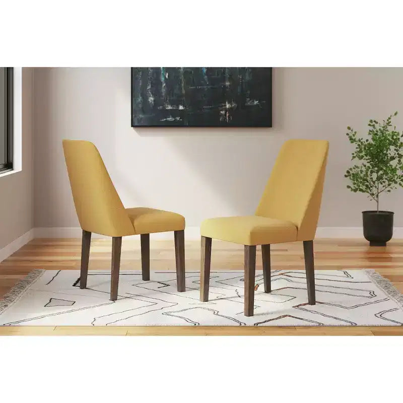 Signature Design by Ashley Chaise d'appoint de salle à manger Lyncott rembourrée avec coussin en mousse, lot de 2, jaune