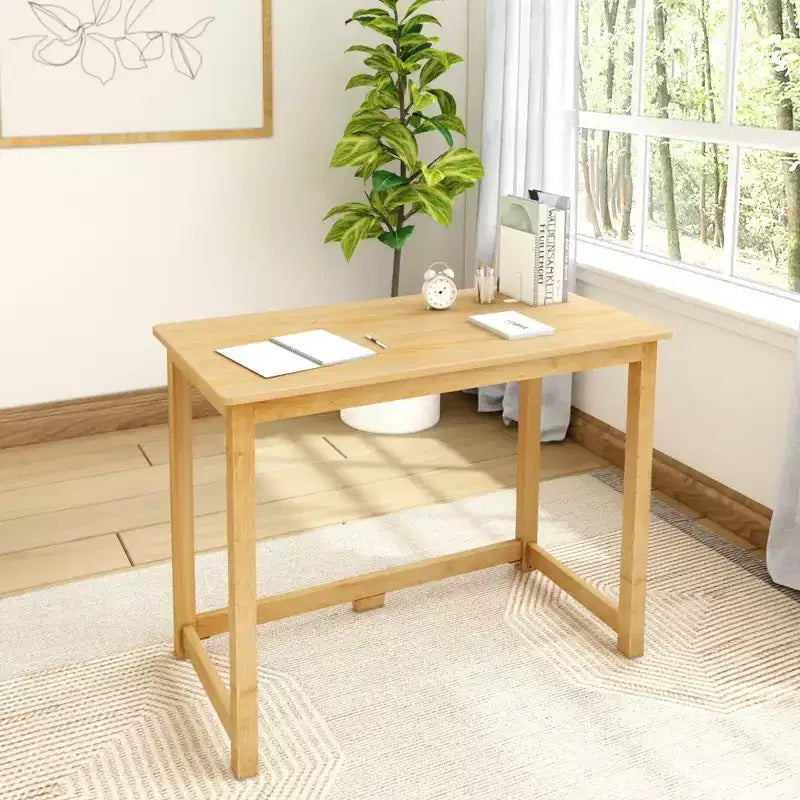 Bureau en bois massif Planche+Poutre, Bureau simple pour chambre à coucher, Bureau d'étude pour bureau à domicile, 39.5