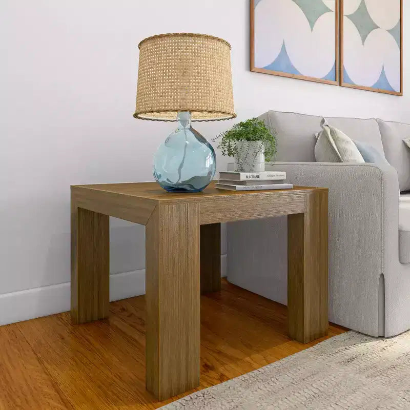 Plank+Beam Modern Solid Wood Square Corner Table, 32 Side Table for Living Room, End Table