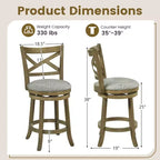 Tabourets de bar pivotants Costway, lot de 2 ou 4, tabourets de bar à hauteur de comptoir de 63,5 cm avec dossiers pour cuisine