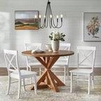 Ensemble repas rond 5 pièces Crenshaw couleur bois flotté - Buylateral