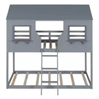 Lit superposé Luxystar de style cabane avec toit et fenêtre